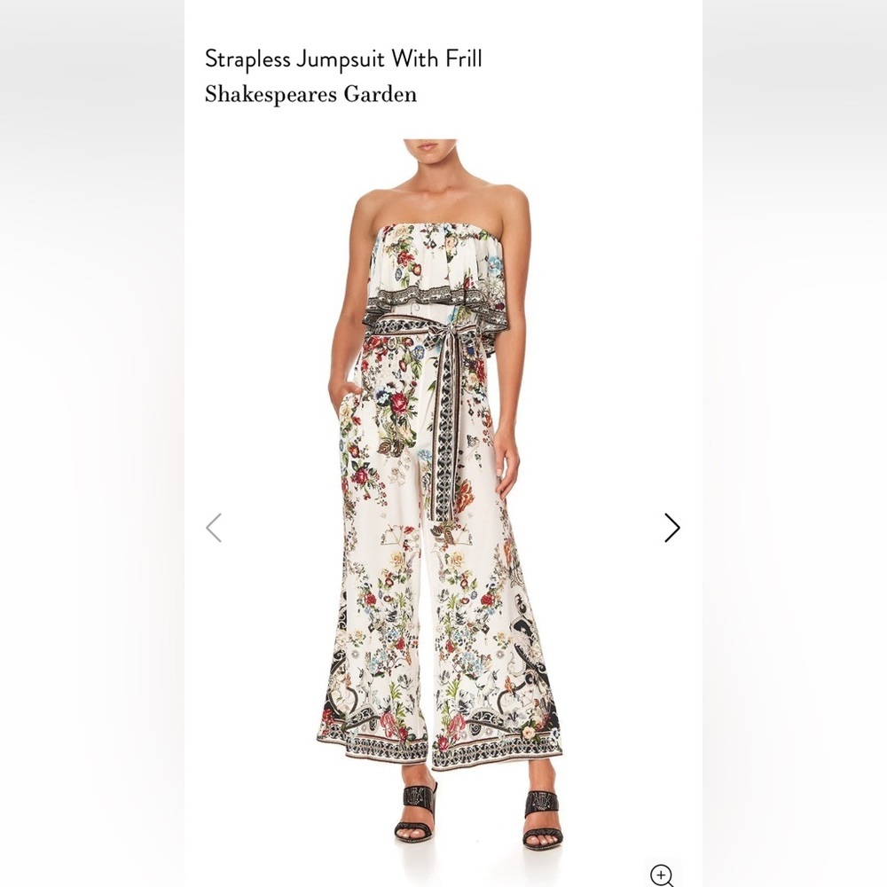 Camilla Strapless Jumpsuit With Frills - Shakespeares Garden. Size Small.